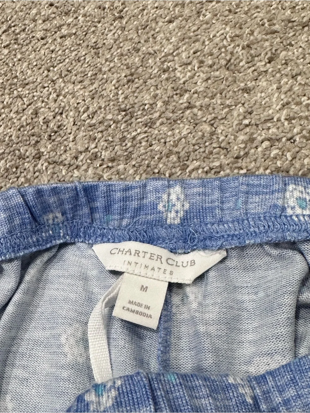 NWOT Charter Club Intimates Blue Floral Pajama Set